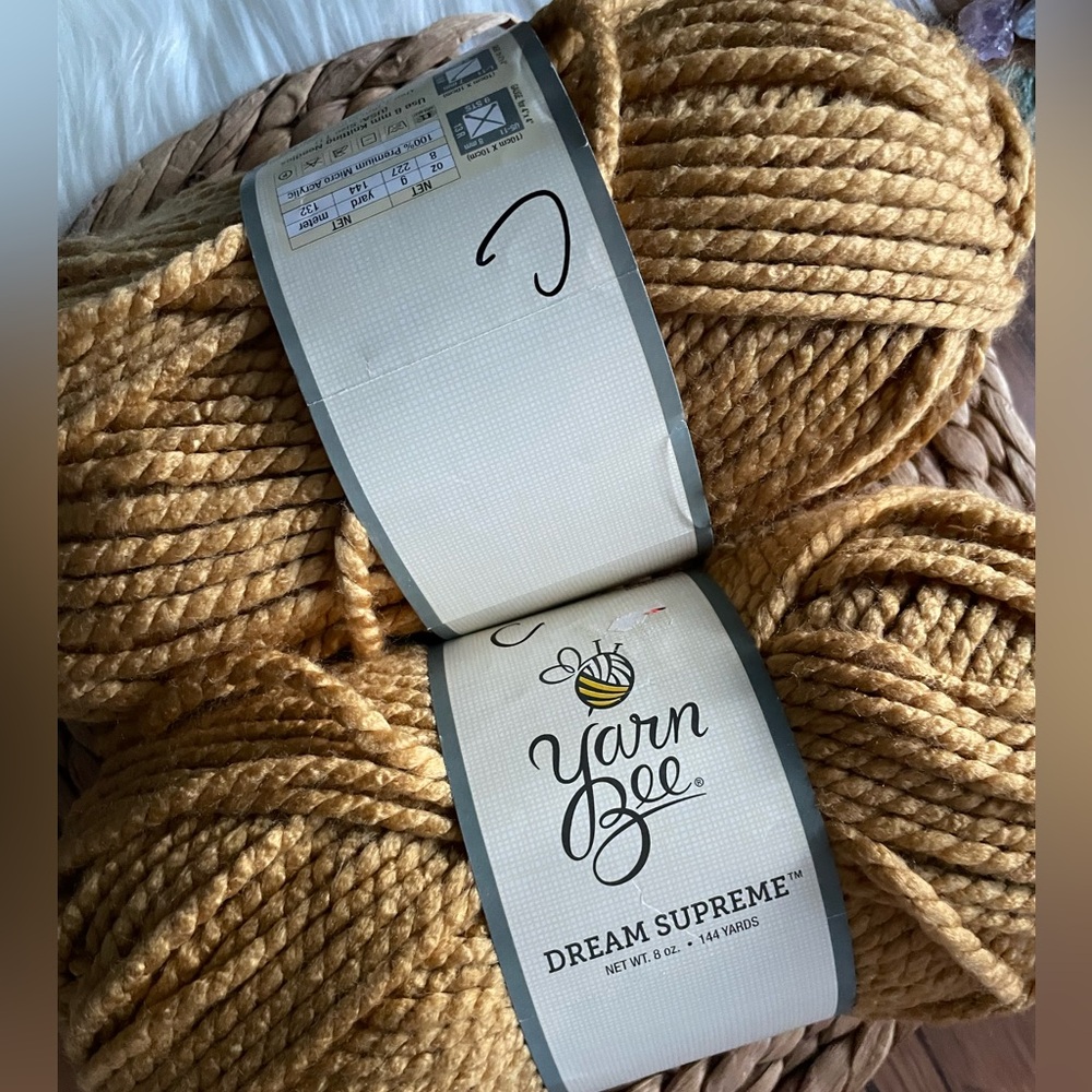 Yarn Bee Supreme Dream Yarn in Gold 3 full skeins bundle
